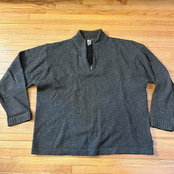 Woolrich Sweater Mens XL Wool Quarter Zip Shirt Greenish Brown - Picture 1 of 7